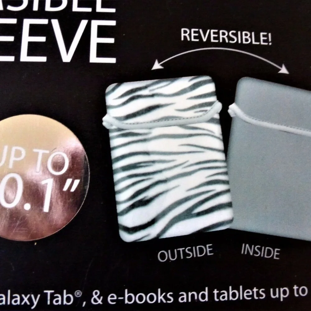 HYPE Gray White Zebra Print NEOPRENE Tablet Sleeve For Tablet / Notebook NEW